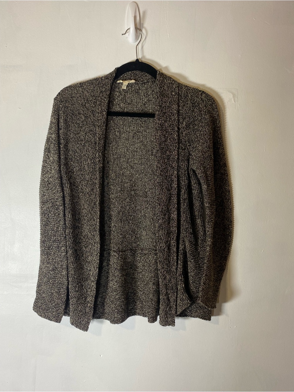 Eileen Fisher 100% Linen Open‎ Front Cardigan Gray Marled Lightweight Layer M